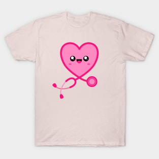 Stethoscope Emoji Heart Pink T-Shirt